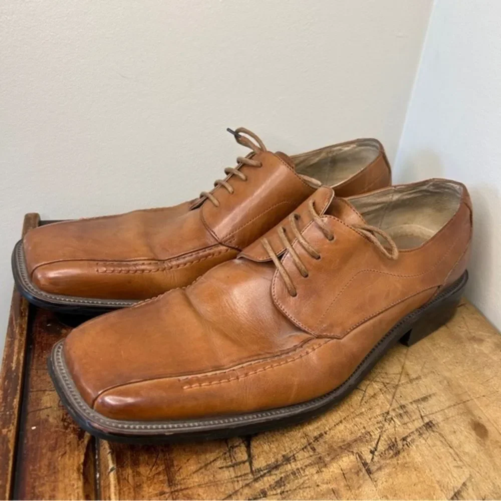Stacy Adams 10.5 Brown Tan Leather Derby Square Toe Dress Shoes Formal Business